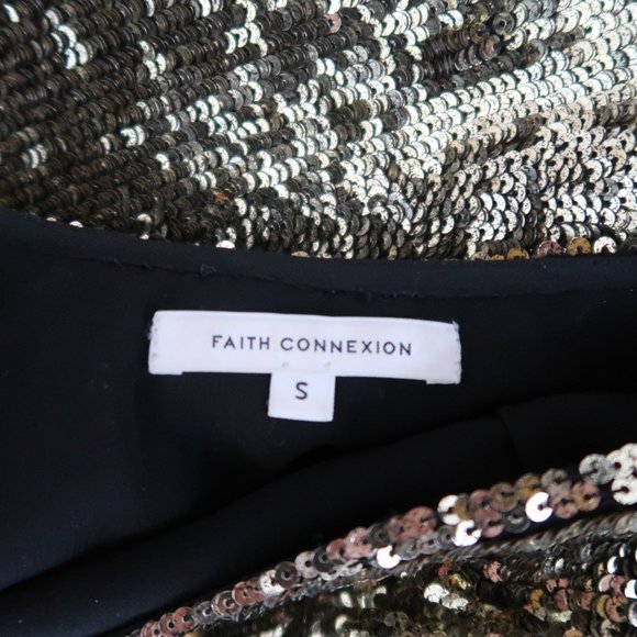 FAITH CONNEXION gold sequin shift dress sz S - Picture 5 of 5